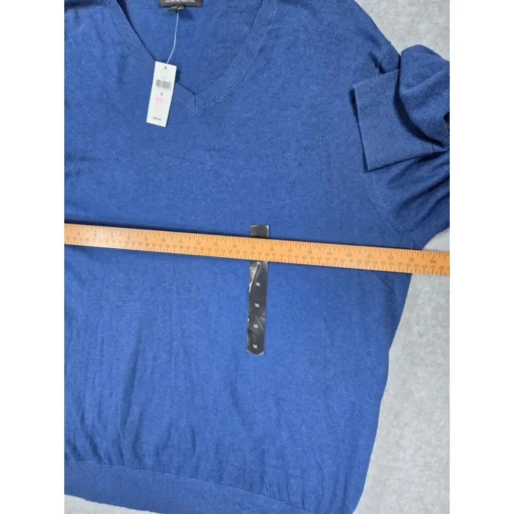 NWT Banana Republic Men XL Luxe V-Neck Sweater Blue Pullover Knit Lightweight